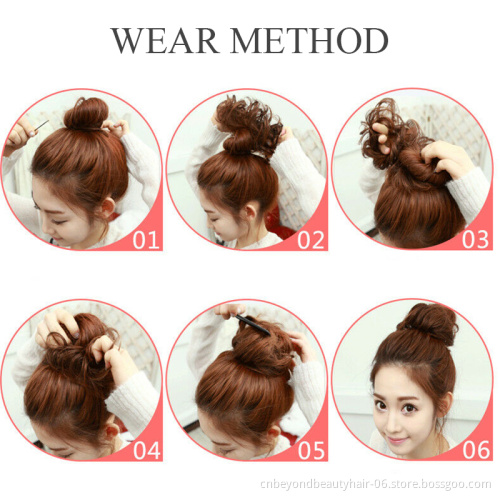 bun extension chignon hair hair bun hair synthetic Wrap On Bun Ponytails Curly Scrunchy chignon for women